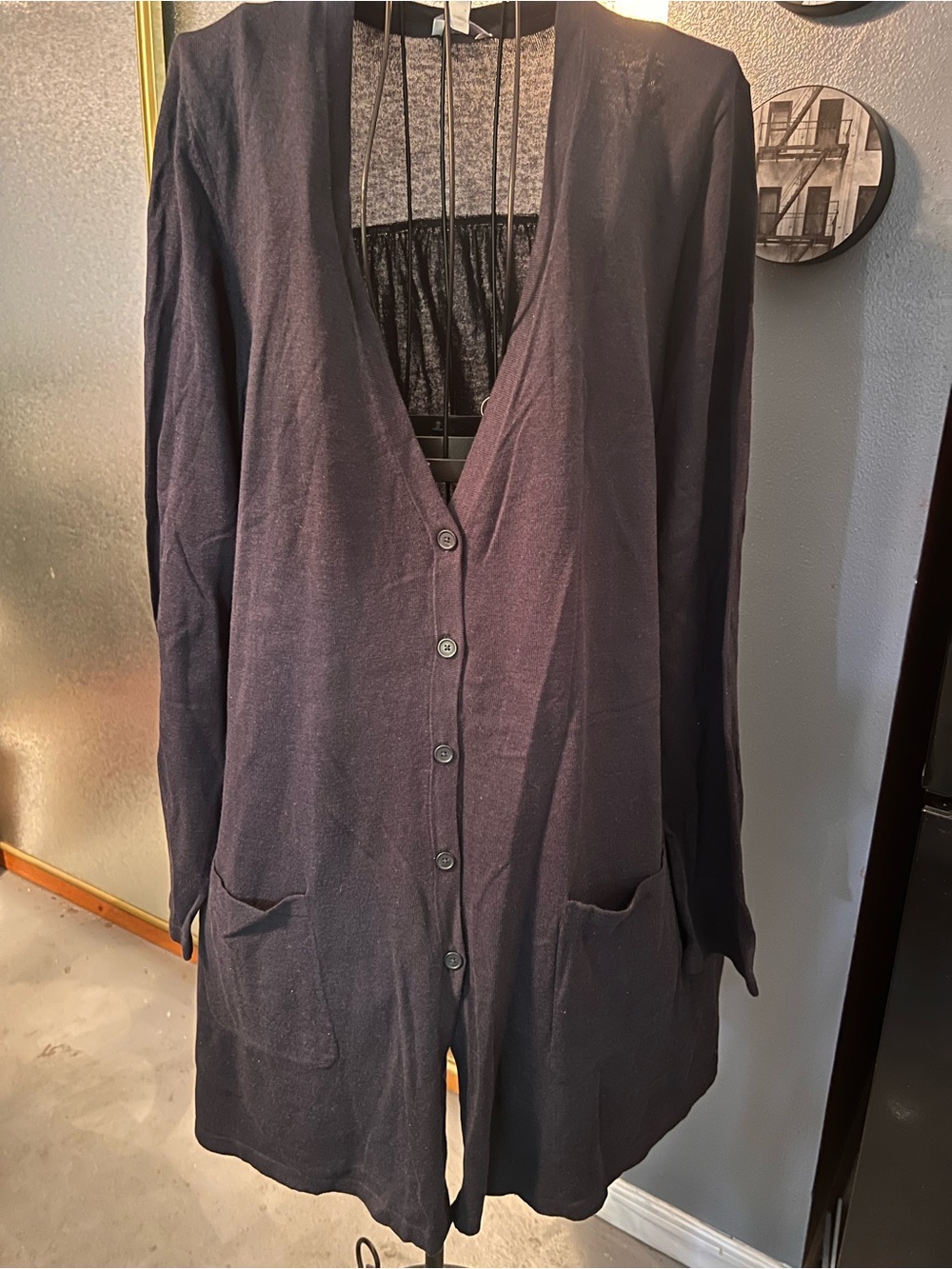 Women’s J. Jill Black Long Button-Front Cardigan
